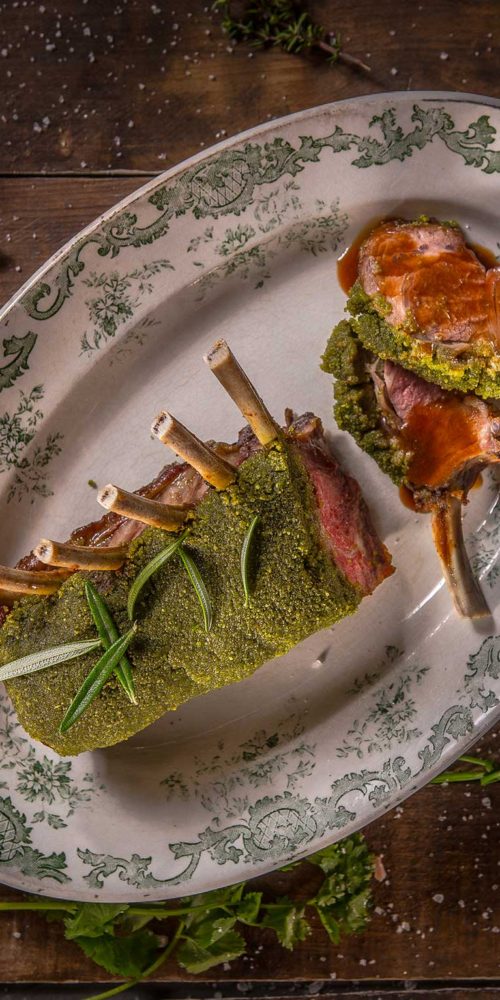 Recette carré d'agneau en croûte d'herbes, Maison Steffen boucherie Luxembourg